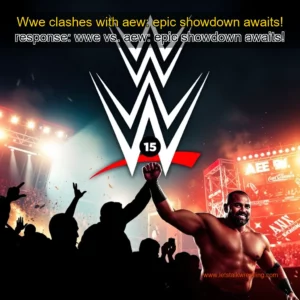 Artistic representation for Wwe clashes with aew: epic showdown awaits! response: wwe vs. aew: epic showdown awaits!