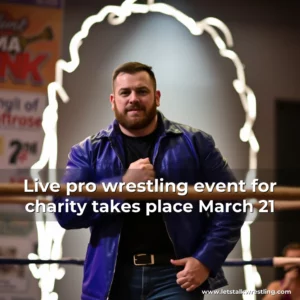 Artistic representation for Live pro wrestling event for charity takes place March 21
