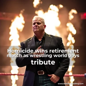 Artistic representation for Homicide wins retirement match as wrestling world pays tribute