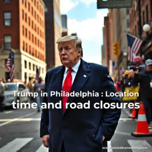 Artistic representation for Trump in Philadelphia : Location time and road closures