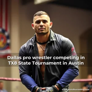 Artistic representation for Dallas pro wrestler competing in TX8 State Tournament in Austin