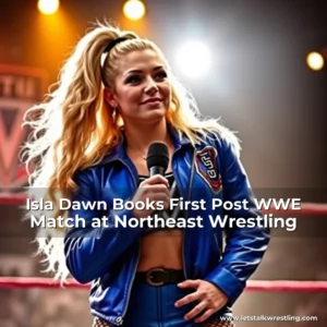 Artistic representation for Isla Dawn Books First Post WWE Match at Northeast Wrestling